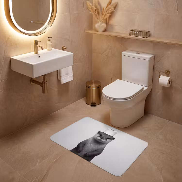 WC Mat - Otter - WC rol - Zwart - Wit — 4