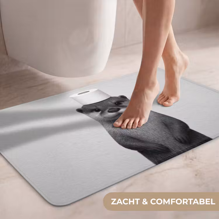 WC Mat - Otter - WC rol - Zwart - Wit — 7