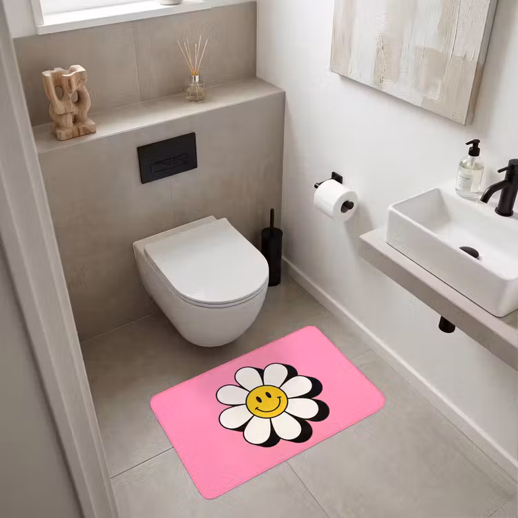 WC Mat - Smiley - Bloem - Roze — 6