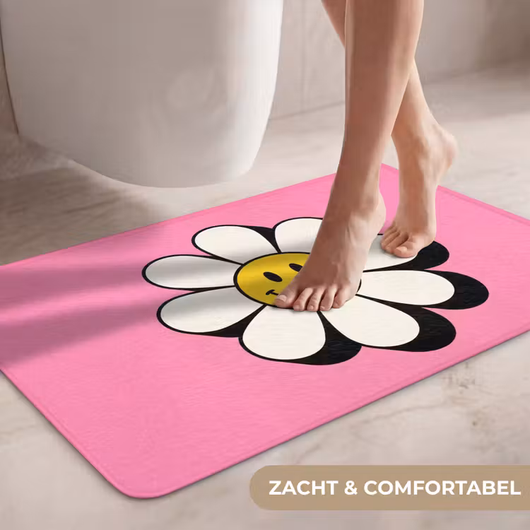 WC Mat - Smiley - Bloem - Roze — 7