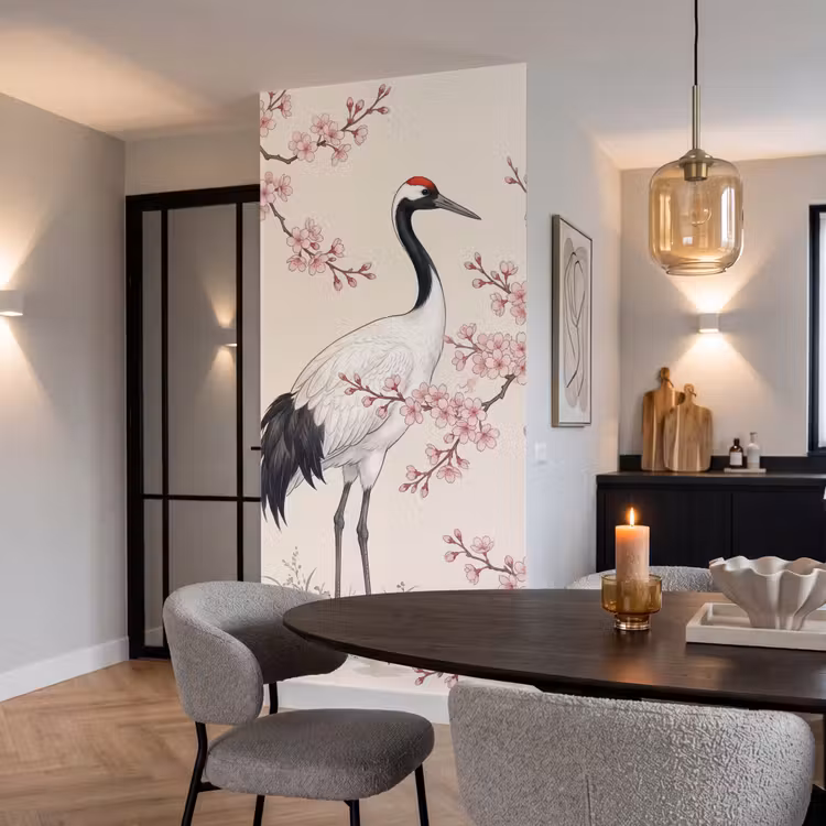 Behang - Aziatisch - Kraanvogel - Beige — 5
