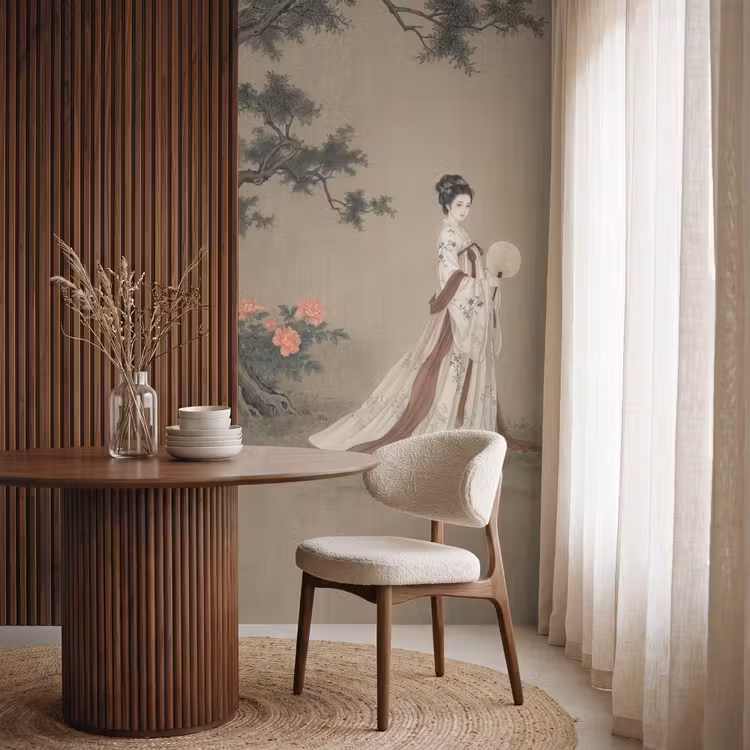 Behang - Vrouw - Azië - Kunst - Beige — 4