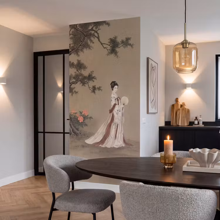 Behang - Vrouw - Azië - Kunst - Beige — 5