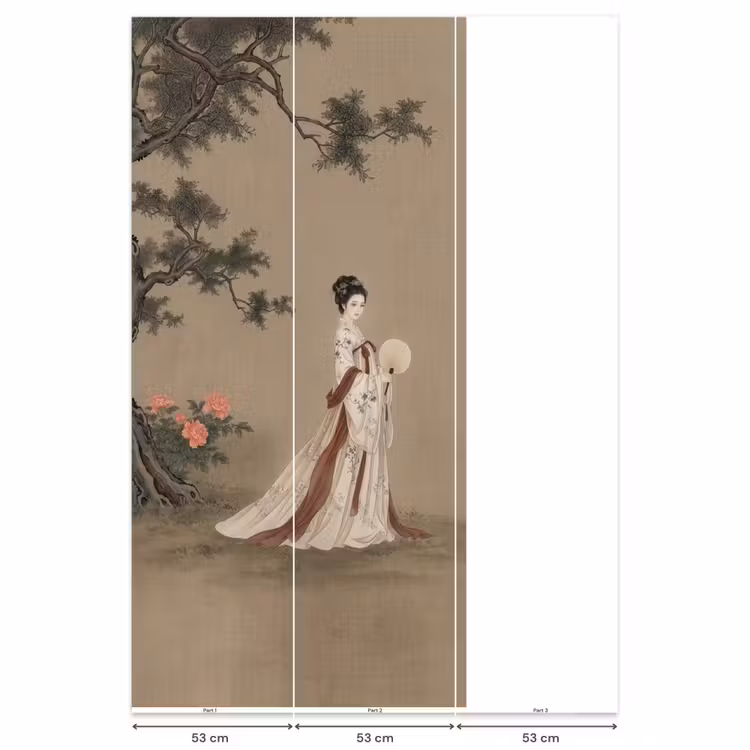 Behang - Vrouw - Azië - Kunst - Beige — 6