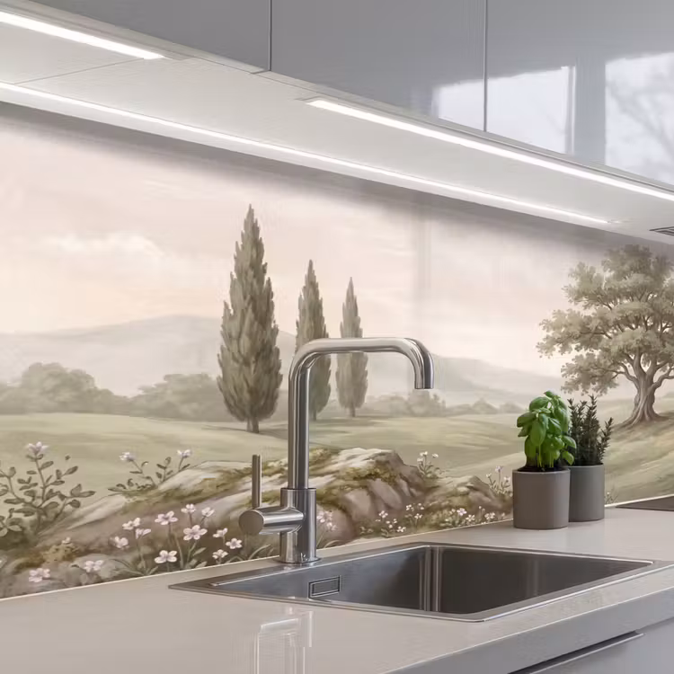 Keuken achterwand - Heuvellandschap - Bomen - Natuur - Groen — 2