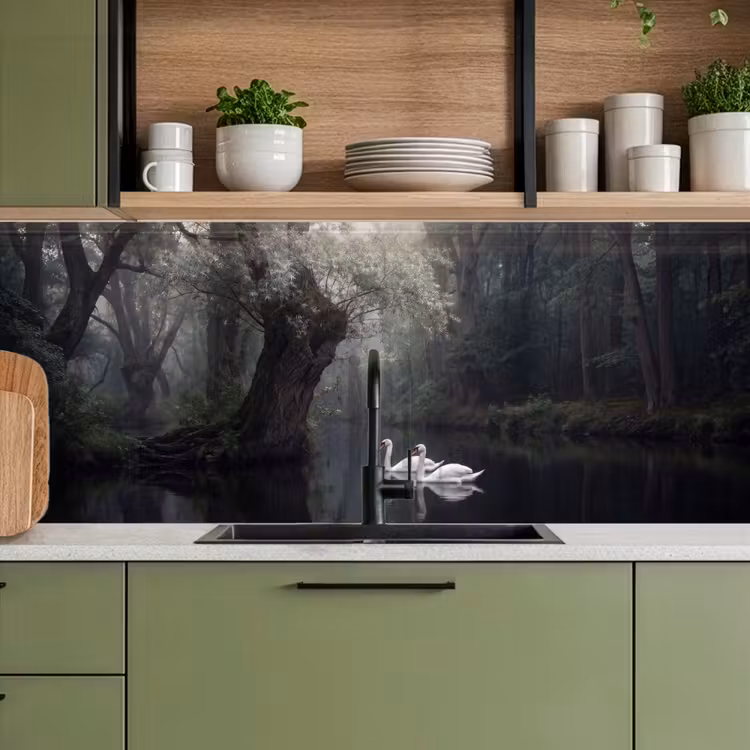 Keuken achterwand - Zwanen - Rivier - Bos — 8