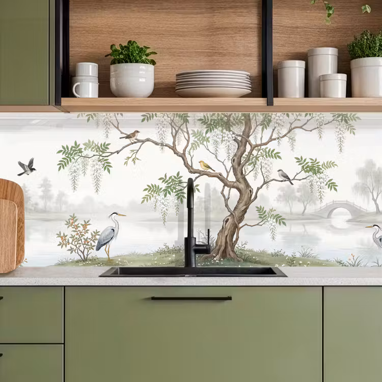 Keuken achterwand - Reiger - Landschap - Groen — 8