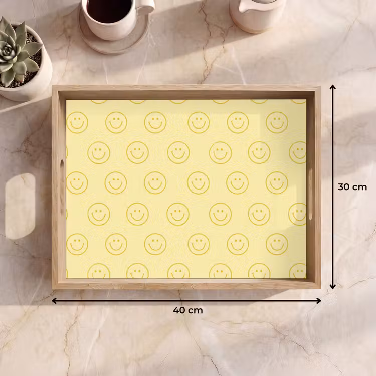Dienblad - Smileys - Patroon - Retro - Zachtgeel — 9