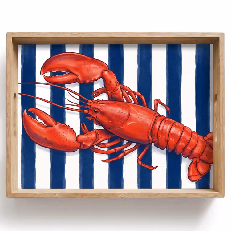 Dienblad - Schaaldier - Kreeft - Marine - Illustratie - Rood — 1