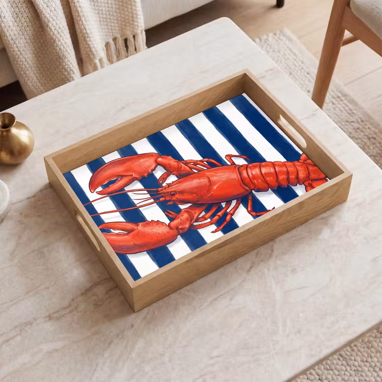 Dienblad - Schaaldier - Kreeft - Marine - Illustratie - Rood — 2