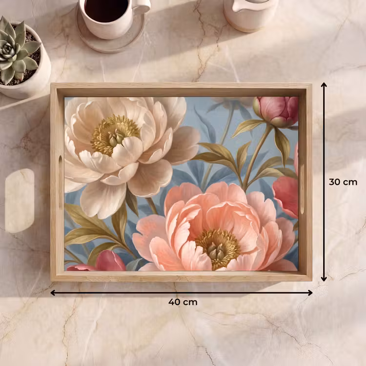 Dienblad - Bloemen - Roze - Beige - Modern - Natuur — 9