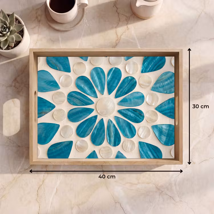 Dienblad - Patroon - Mozaïek - Schelpen - Abstract - Turquoise — 9