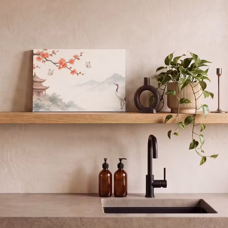Canvas schilderij - Kraanvogel - Azië - Klassiek — 3
