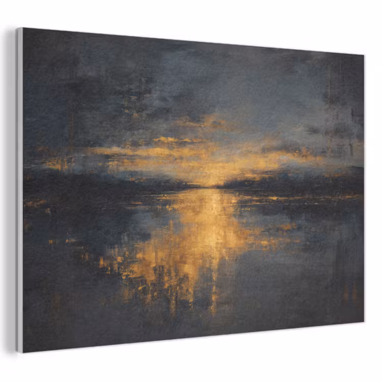 Akoestisch schilderij - Gouden Reflectie op Water — 1