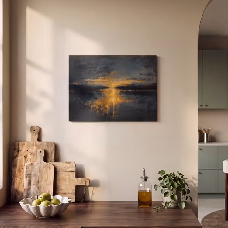 Akoestisch schilderij - Gouden Reflectie op Water — 3