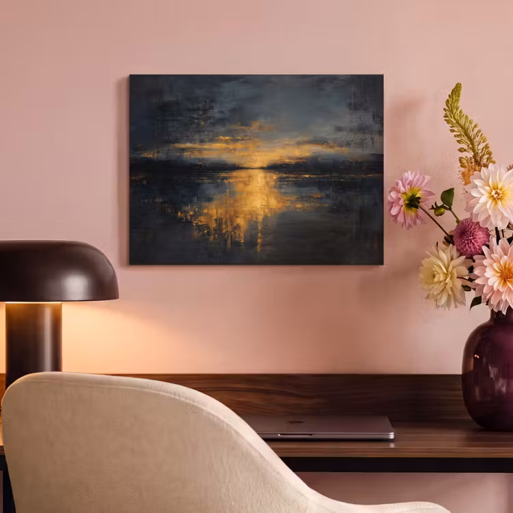 Akoestisch schilderij - Gouden Reflectie op Water — 4