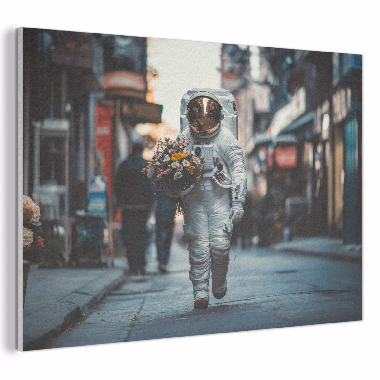 Akoestisch schilderij - Boeket - Bloemen - Kleurrijk - Astronaut — 1