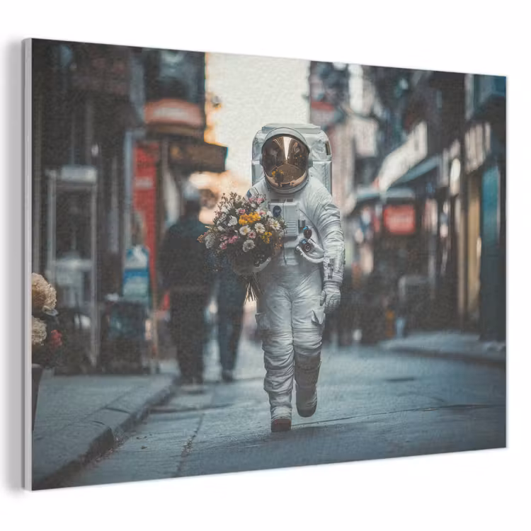 Akoestisch schilderij - Boeket - Bloemen - Kleurrijk - Astronaut — 1