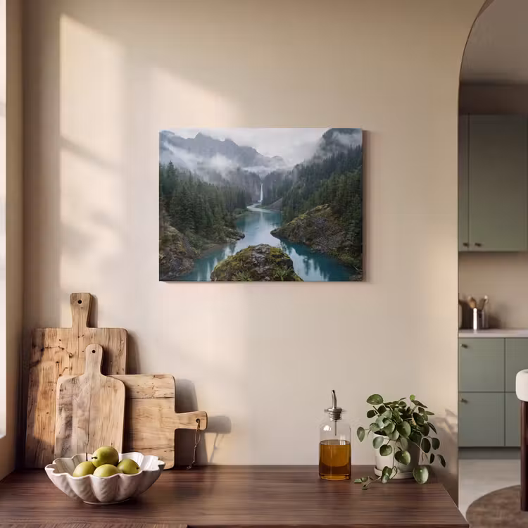 Akoestisch schilderij - Waterval - Bomen - Bergen — 3