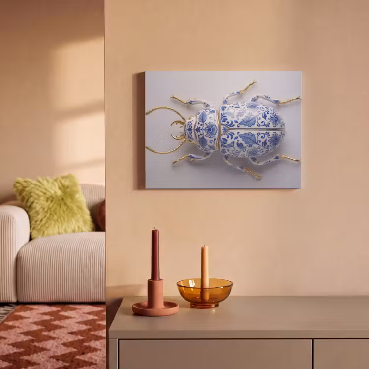 Akoestisch schilderij - Kever - Delfts - Blauw - Goud — 2
