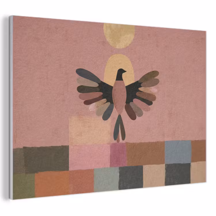 Akoestisch schilderij - Illustratie - Vogel - Vlakken - Kleurrijk — 1