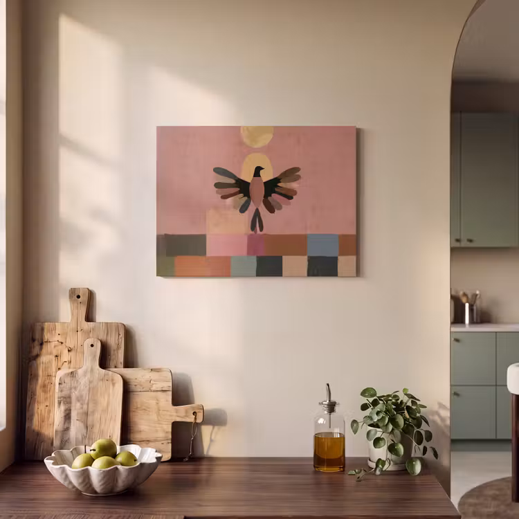 Akoestisch schilderij - Illustratie - Vogel - Vlakken - Kleurrijk — 3