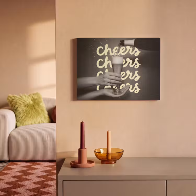 Akoestisch schilderij - Cheers - Wijn - Zwart - Wit — 2