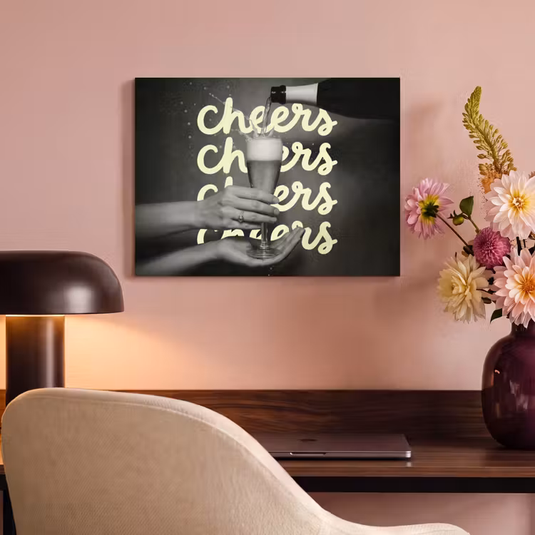 Akoestisch schilderij - Cheers - Wijn - Zwart - Wit — 4