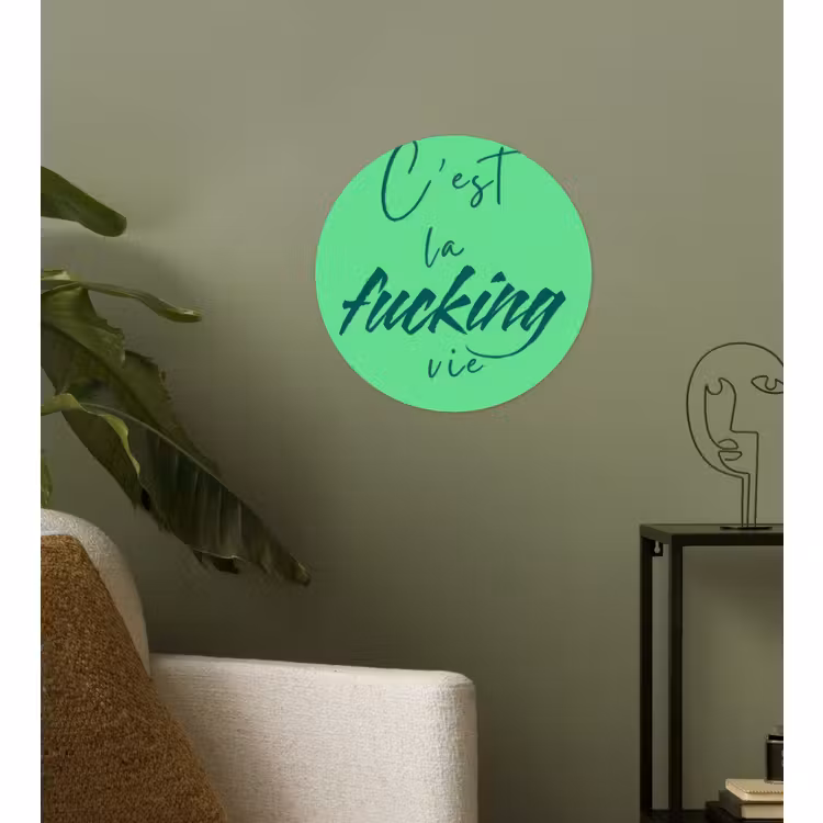 Behangcirkel - c'est la fucking vie - Groen - Penseelstijl — 3