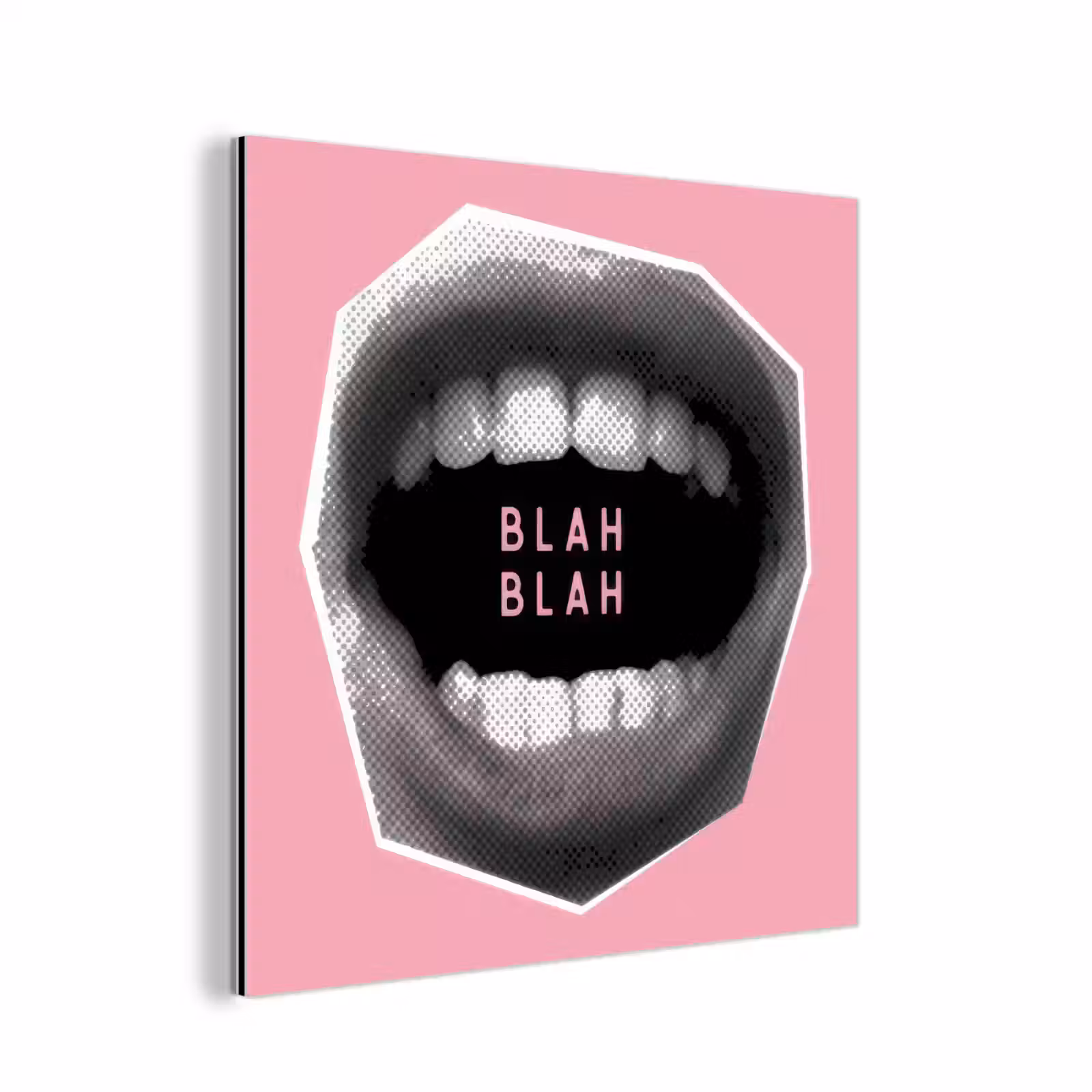 Aluminium schilderij - Mond - BLAH BLAH - Roze — 1