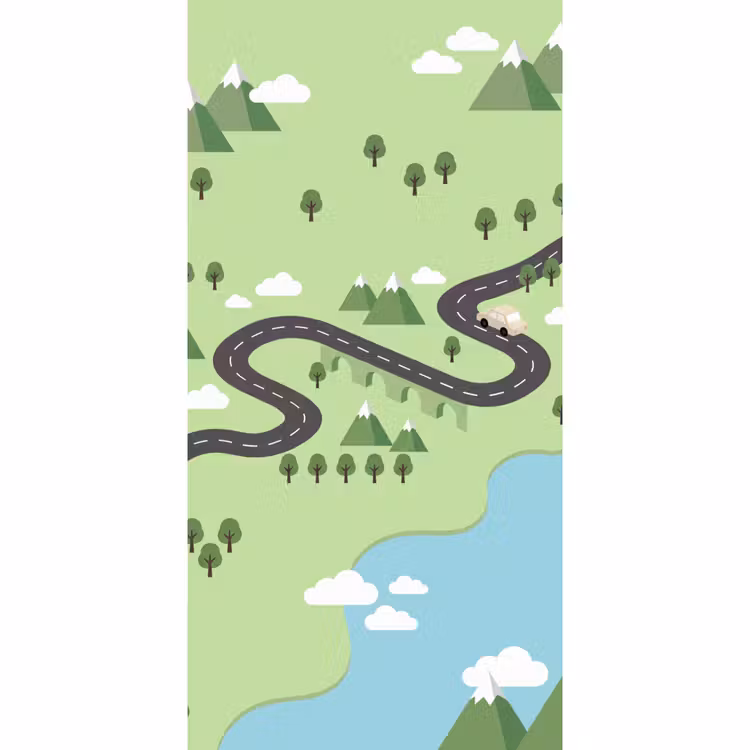 Behang - Auto - Bergweg - Natuur - Illustratie — 2