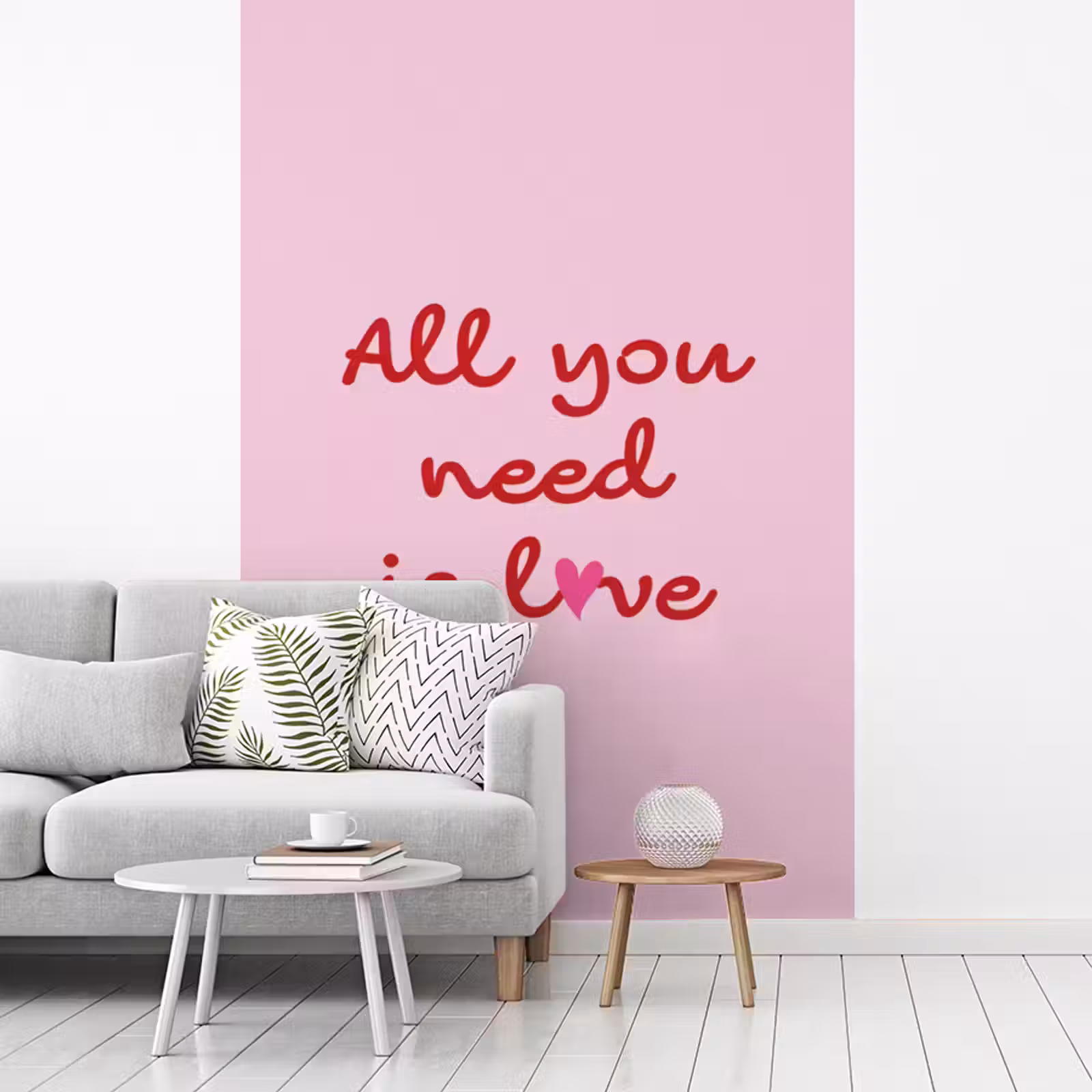 Behang - Tekst - Roze - Love - Hart — 1
