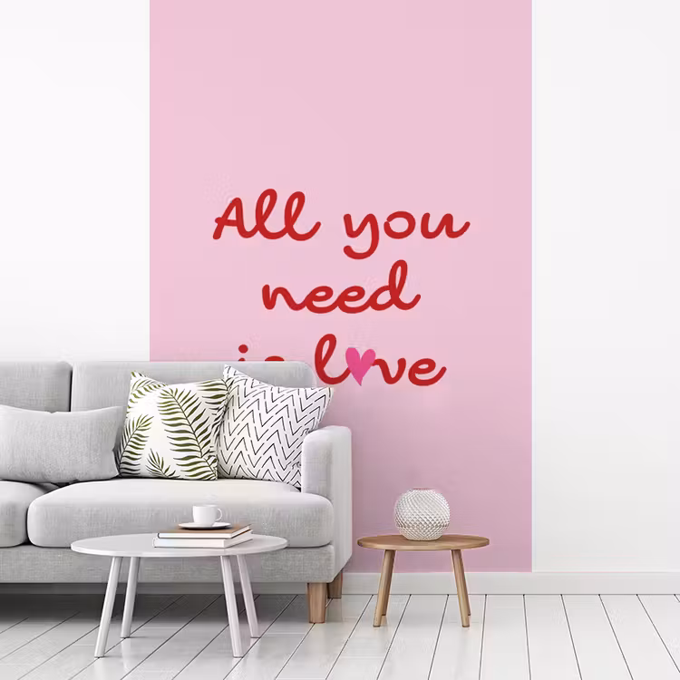 Behang - Tekst - Roze - Love - Hart — 1