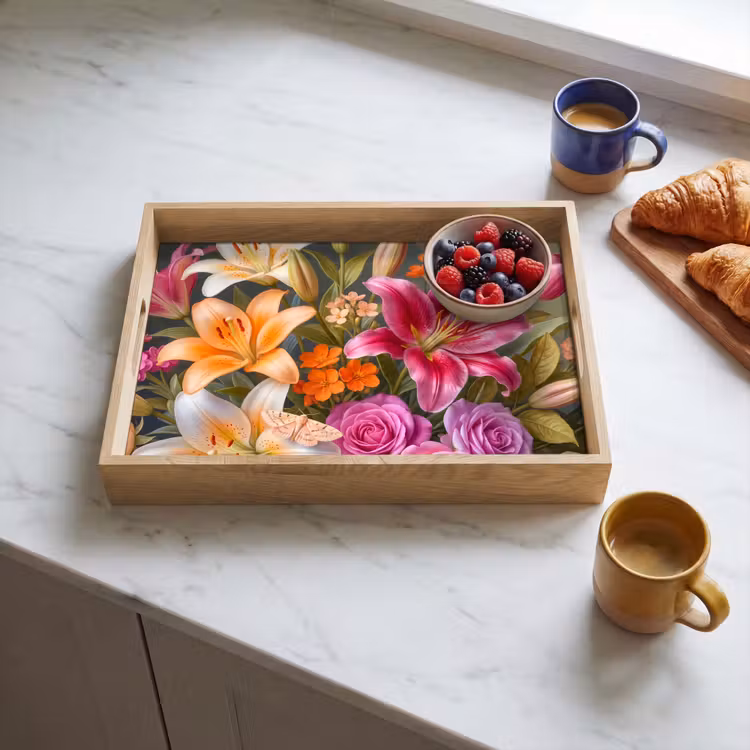 Dienblad - Bloemen - Boeket - Natuur - Kleurrijk - Modern — 4