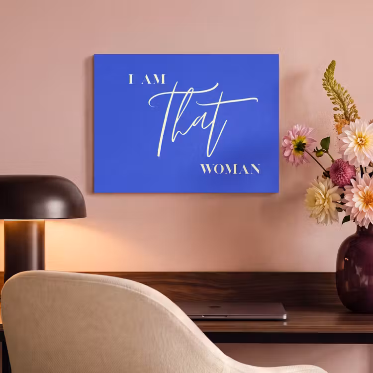 Akoestisch schilderij - Blauw - I am that woman - Sierlijk - Minimalistisch — 4