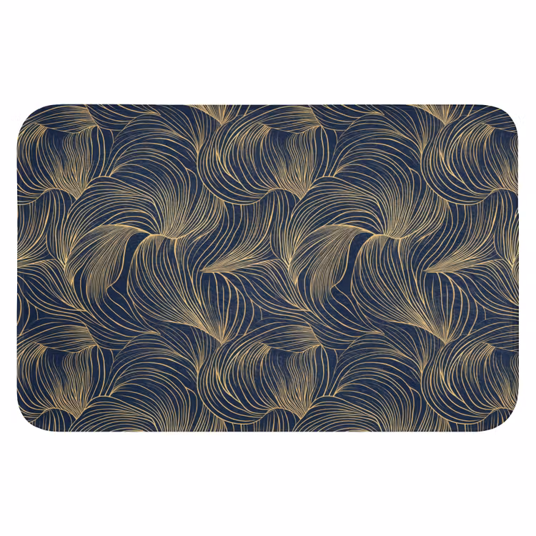 Badmat - Abstract - Lijnen - Blauw - Goud — 1