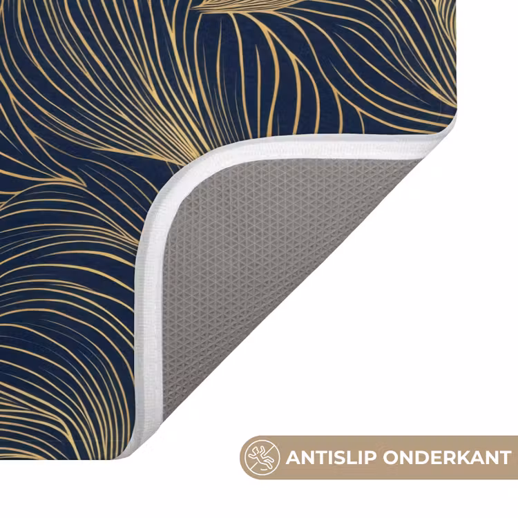 Badmat - Abstract - Lijnen - Blauw - Goud — 3