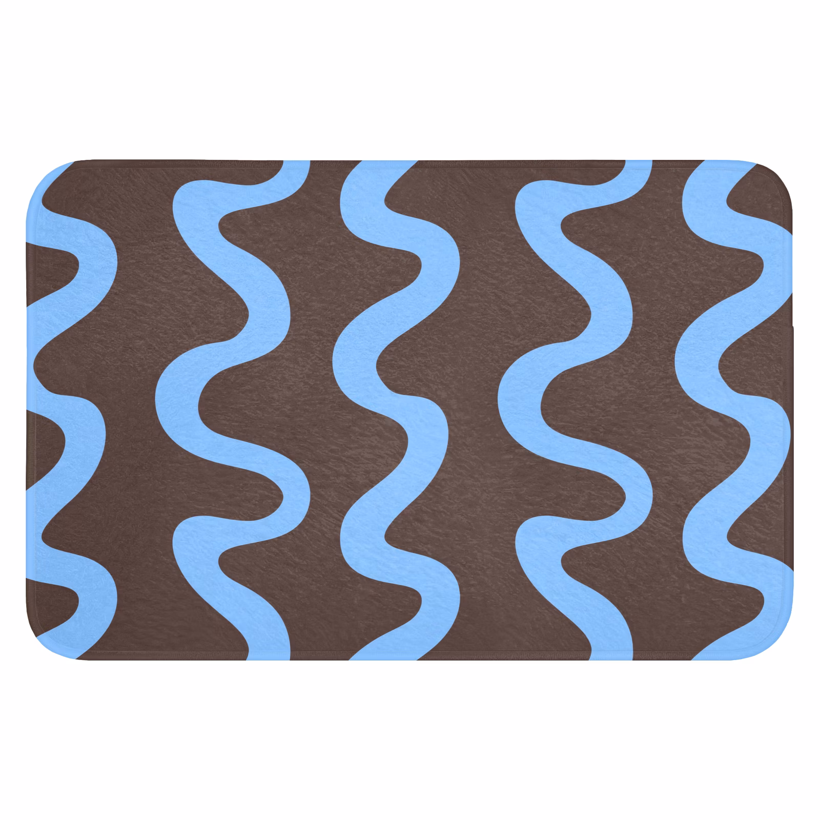 Badmat - Kronkelende lijnen - Blauw - Bruin - Minimalistisch — 1
