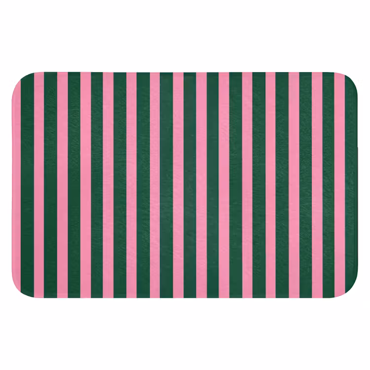 Badmat - Verticale strepen - Groen - Roze — 1