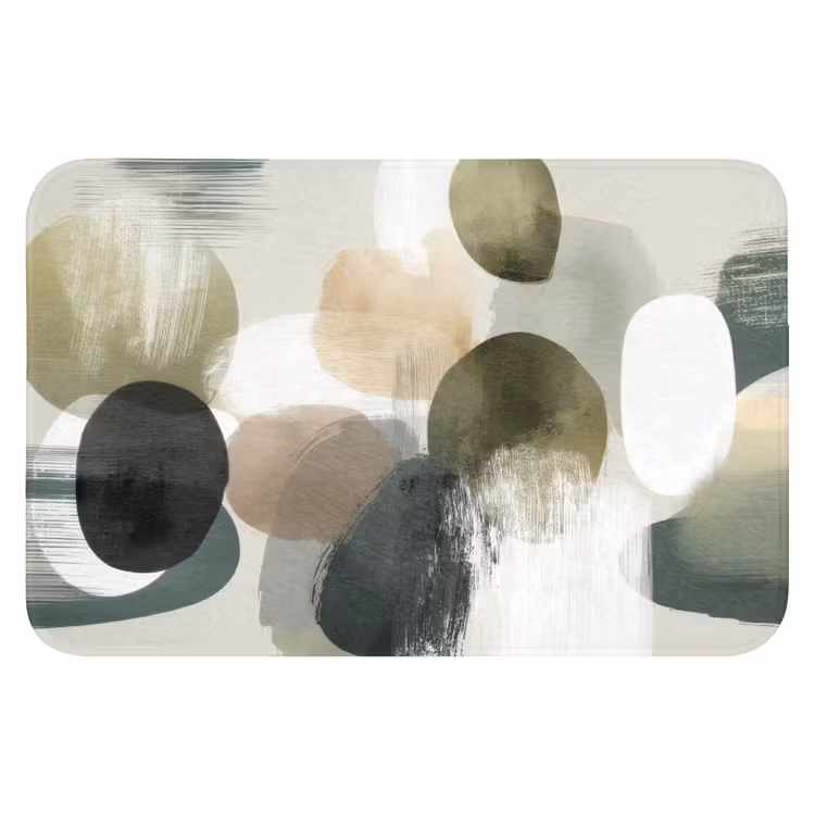 Badmat - Minimalistisch - Cirkels - Penseelstreken - Beige — 1
