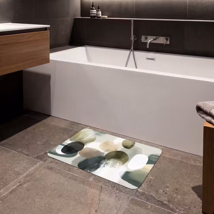 Badmat - Minimalistisch - Cirkels - Penseelstreken - Beige — 4
