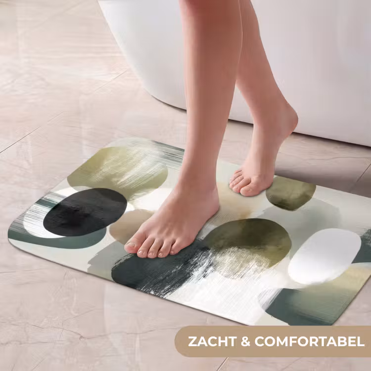 Badmat - Minimalistisch - Cirkels - Penseelstreken - Beige — 5