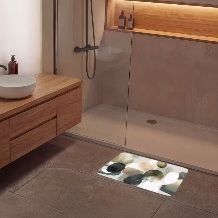 Badmat - Minimalistisch - Cirkels - Penseelstreken - Beige — 6