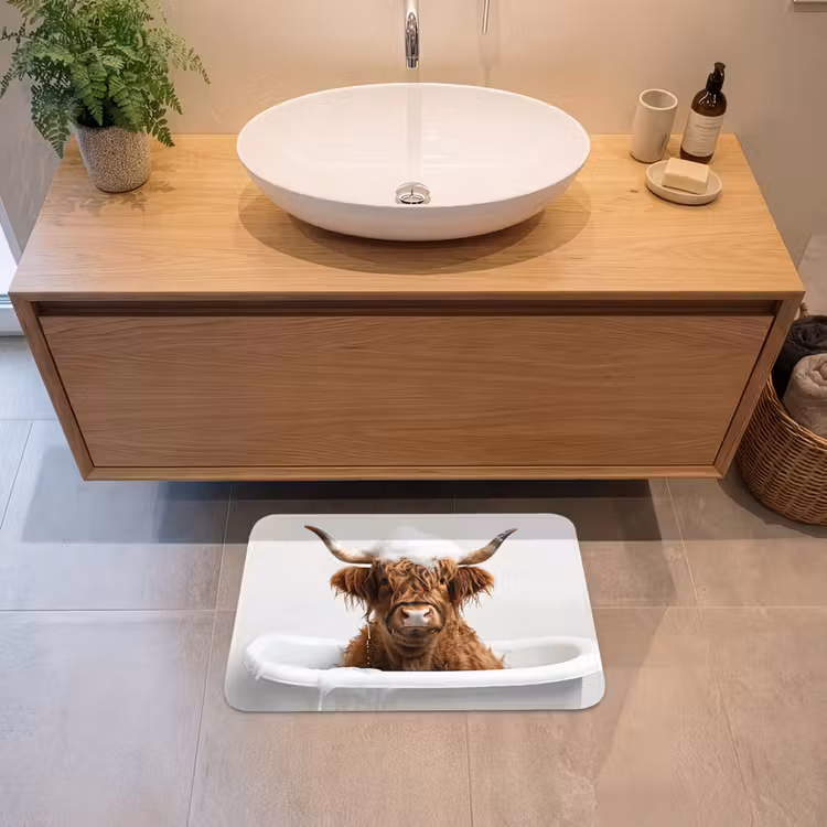 Badmat - Schotse Hooglander - Bad - Koe - Dieren - Schuim — 2