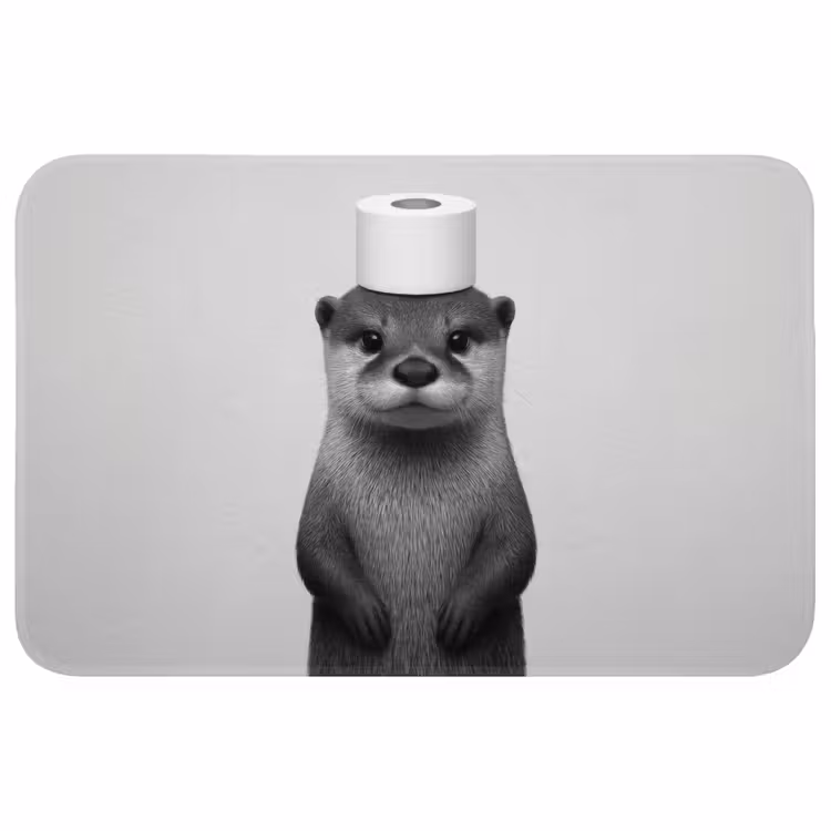 Badmat - Otter - WC rol - Zwart - Wit — 1