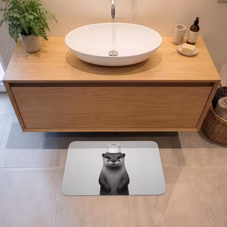 Badmat - Otter - WC rol - Zwart - Wit — 2