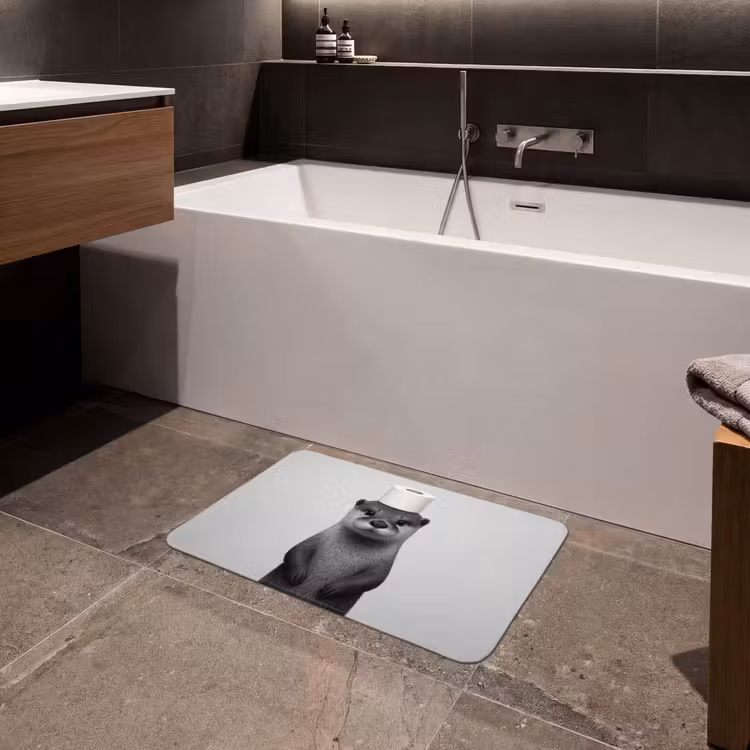 Badmat - Otter - WC rol - Zwart - Wit — 4