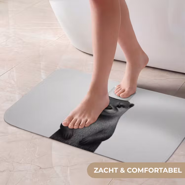 Badmat - Otter - WC rol - Zwart - Wit — 5