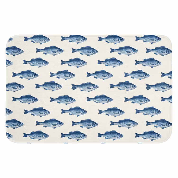 Badmat - Vis - Patroon - Blauw — 1