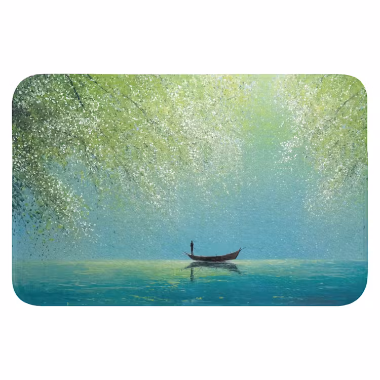 Badmat - Bootje - Water - Bladeren - Bloesems — 1